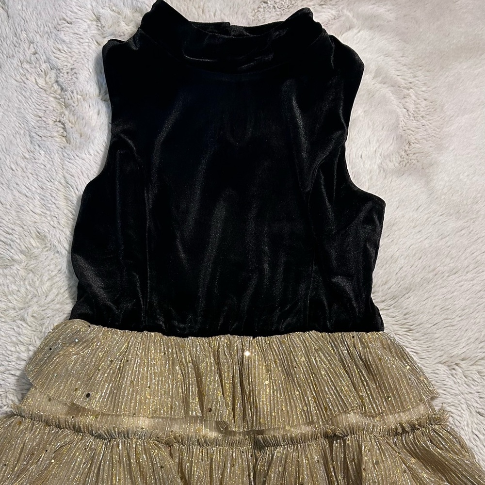Zunie Black and Gold Tulle Tiered Formal Dress for Girls Size 14 - Picture 4 of 8